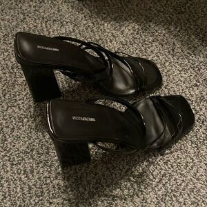 PrettyLittleThing Black Strappy Heels